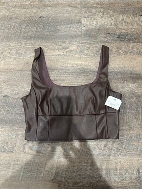Altar'd State Chocolate Brown Faux Leather Crop Top